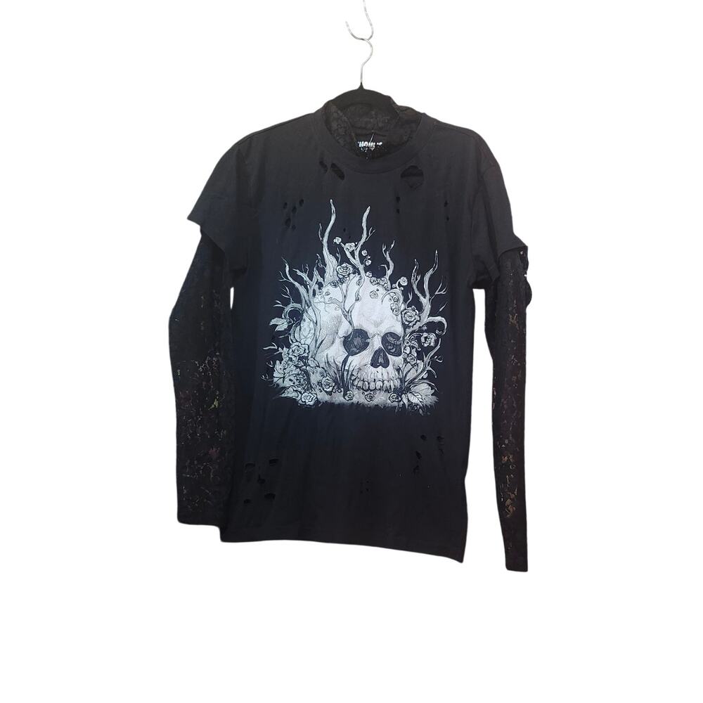 NWT Long Sleeve Skull Roots Twofer SZ Small T Shirt by Ghoulish Bunny Studios
